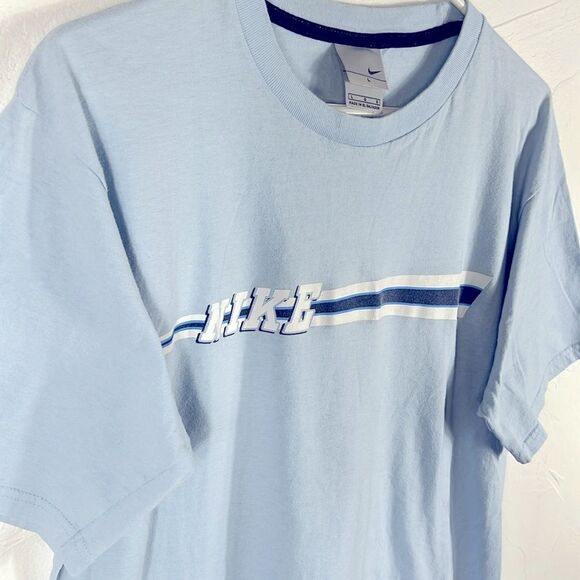 🔥 Vintage Y2K NIKE Block Spellout Graphic Tee Men Light Blue Sz Lg - PERFECT! - Picture 3 of 5